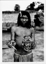 SOUTH AMERICA AMAZON Circa 1950 Native American and Turtle Shell