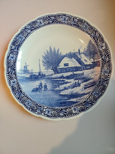 Grand plat mural bleu - grand, de