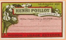 Old pharmacy label "Poison-Chromo-Henri.Poillot Pharmacien-Dijon.4