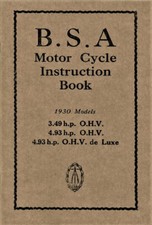 Manuel D'instruction Reimprimé BSA Book Sloper 1930 OHV 3.49 4.93 De Luxe