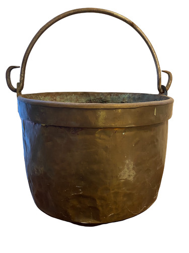 Ancien chaudron jaune laiton - jaune,