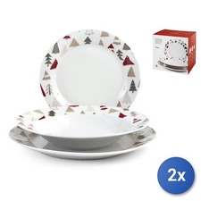 2X Services De Table 18 Pièces Winterly En Porcelaine Décorée Maison