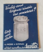 OLD PUB 1938 CANNED JARS RAC 40 RECIPES 28 PAGES BROCHURE MINT