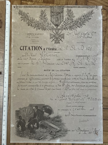 France 1918 ww1 citation - france,