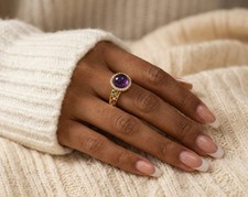 Bague améthyste fleur plaqué