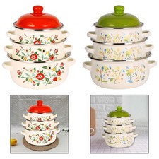 Lot de 3 marmites en émail