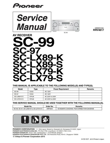 Service manuel instructions - service, d'instructions
