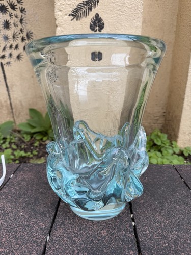 Gros superbe vase bleu cristal - bleu,
