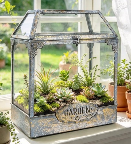 Glass metal rectangular - glass, &