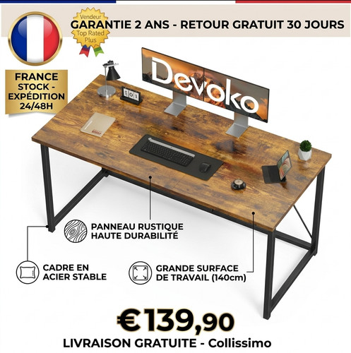Bureau devoko 140cm table - bureau,