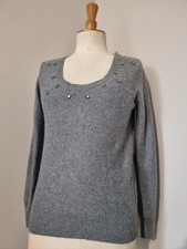 123 : PULL GRIS AVEC STRASS AVEC LAINE ET ANGORA 