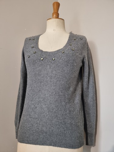 123 pull gris avec strass - pull,