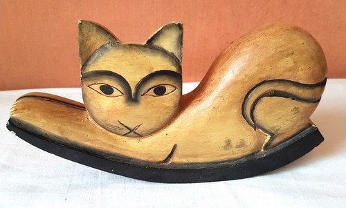 Figurine chat bascule en - chat,