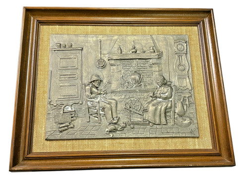 Ancien cadre bois etain - cadre,