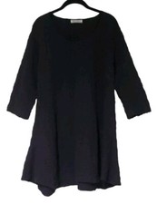 Transparente Black Crinkle Tunic Top Size Medium