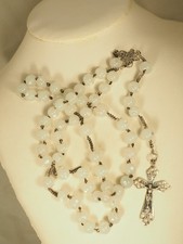 CHAPELET ANCIEN OPALINE ARGENT