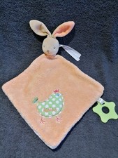 doudou plat lapin orange blanc