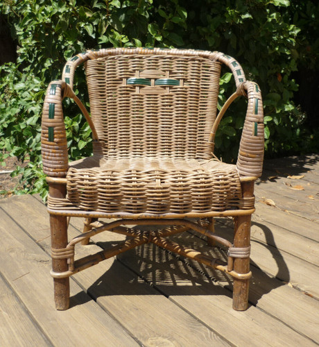 Fauteuil osier ancien - en,