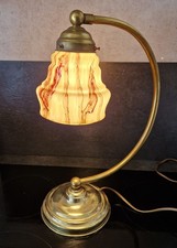 LAMPE DLG ART DECO DE SALON ANGLAISE  OPALINE MARBRÉE