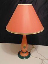 Lampe signé Louis Drimmer, céramique craquelée décor floral, avec son abat jour