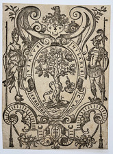 Arbre Vertu CLAUDE LANDRY Lyon GRAVURE BOIS Marque Typographique XVII°