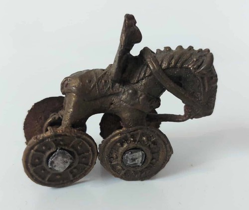 Cheval sur roue ancien laiton - cheval,