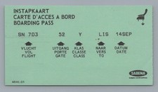 Sabena Boarding Pass Airline Vintage Original Belgium Flight SN 703 LIS Lisbon
