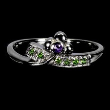 925 Bague en Argent Rond Améthyste Chromé Diopside Gemme Bijoux Taille 9