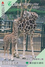 Carte JAPON - SERIE PASSNET T - 4/6 - ANIMAL  GIRAFE & Bébé - GIRAFFE JAPAN card