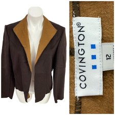 Covington Blazer Womens Size 12 Double Faced Wool Camel Brown Open Face Lapel