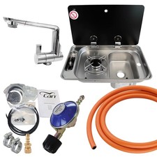 CAN SINGLE BURNER RIGHT SINK GAZ REG COLD TAP COMBI KIT CAMPERVANS & CARAVANS