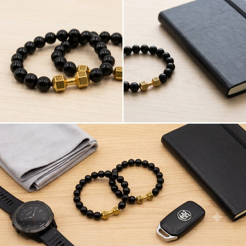 Lot bracelets en - en, pierre