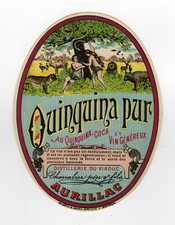 antique label QUINQUINA PUR - Chanabier father & son in Aurillac /TE5572