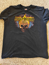 Men's XL Skull Flames t-shirt lot 2 Harley Davidson Atlanta Georgi Akron Ohio