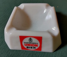 Cendrier carré bière DORTMUNDER UNION BIER, pate de verre Magnier Blangy France