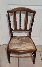 Ancienne Petite Chaise Enfant en Bois Tapisserie H.64cm Ancien Vintage 