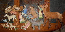 lot small items toy antique animals farm nursery santons plaster