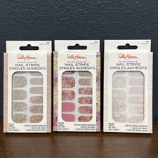 Sally Hensen Nail Strips Ongles Adhesifs Multi Color Lot of 3