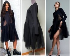 Comme des Garçons Ballet Flowing Sheer Tulle Godets Inserted Tunic Dress Top S