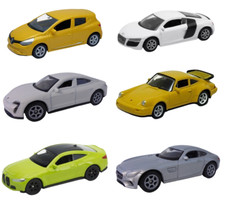Lot de 6 voitures Miniatures Audi Porsche Mercedes Renault 1/64 7cm Jouet WELS05