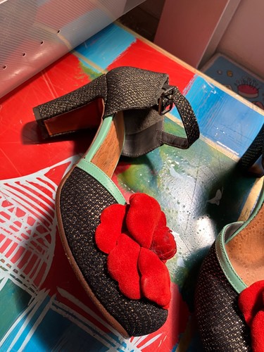 Chaussures cuir noires - , fleur