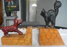 ANCIENNE PAIRE DE SERRE LIVRE CHIEN ET CHAT 1930's