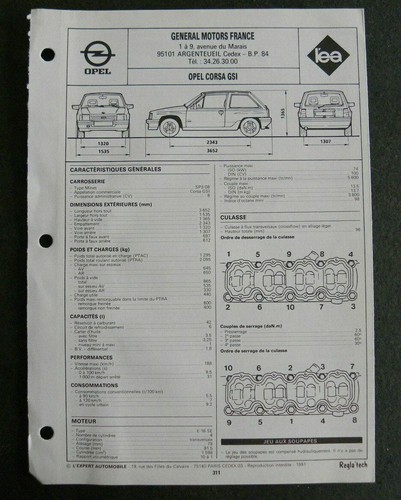 Fiche technique automobile