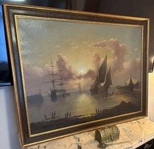 Tableau Ancien Marine Paysage