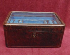 rare beautiful antique very large wooden leather jewelry box frienze torino