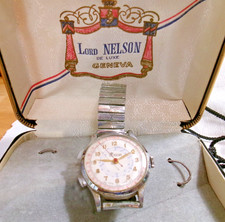 Vtg Lord Nelson Telemetre Fonteinjectee MEN'S WATCH Swiss Made Silver Tone Works