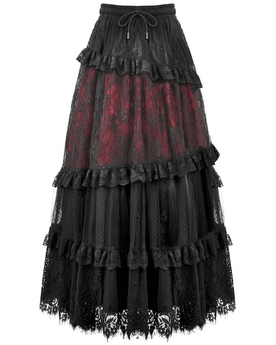 Jupe maxi gothique volants - jupe,