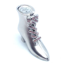 ESTE LAUDER CONCRETE PARFUM SOLIDE bottine argent nœud lacet strass roses 48mm