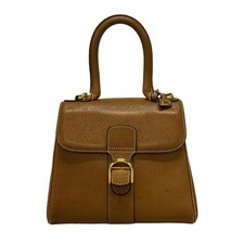Auth DELVAUX Bryon Mini Brown Leather Handbag