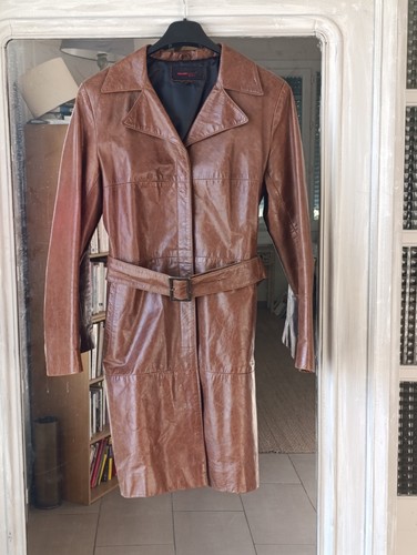 Manteau long cuir véritable